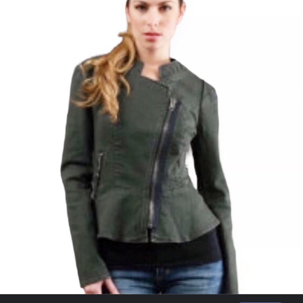 FREE PEOPLE Ladies Peplum Military Utility Asymmetrical Zippered Jacket
